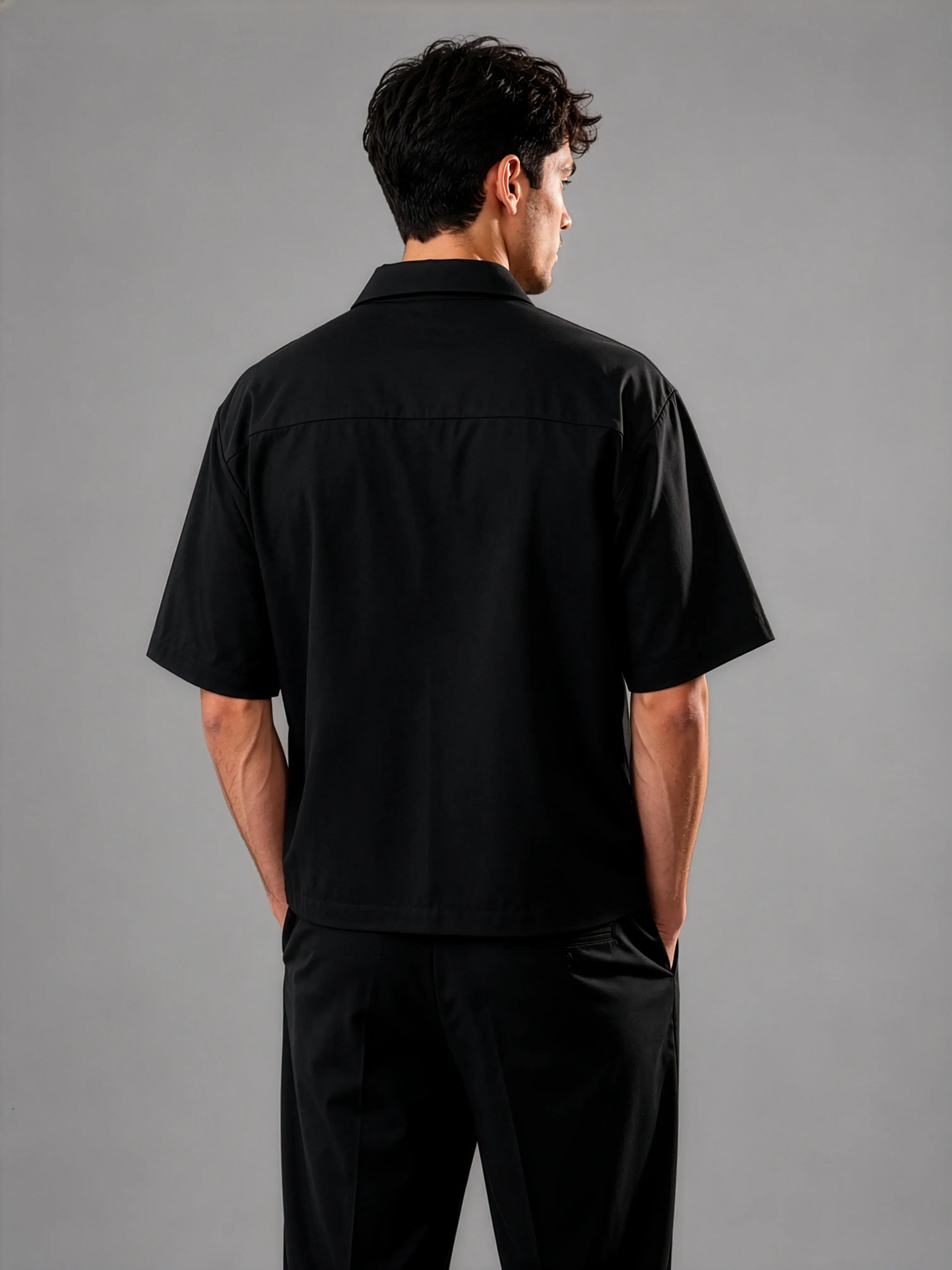 Oliver Zip Shirt in SoftSuit™ Fabric - Black