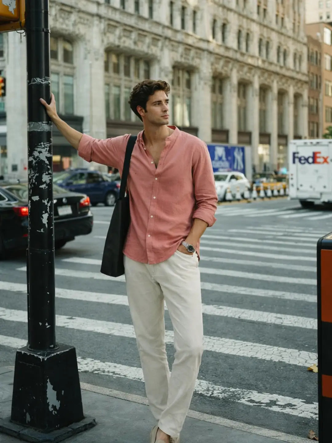 Mandarin AirLinen™ - Coral Pink Regular Fit Shirt