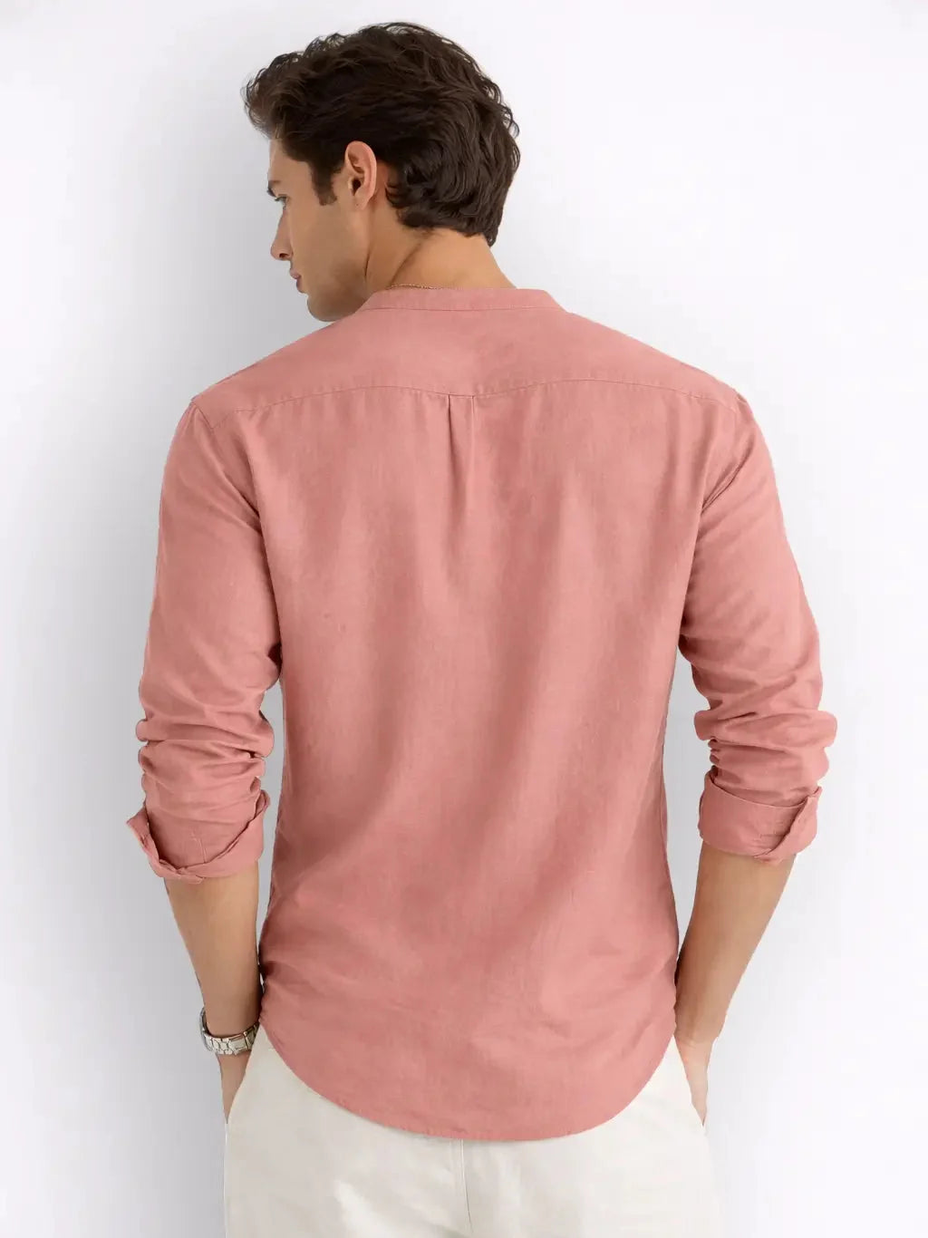 Mandarin AirLinen™ - Coral Pink Regular Fit Shirt