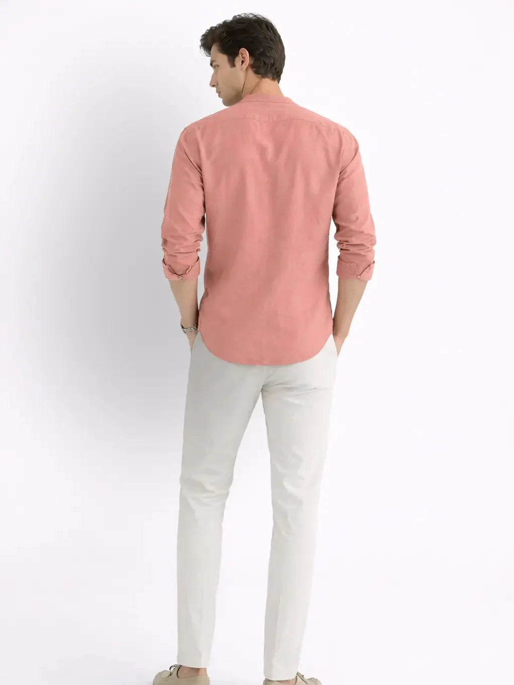 Mandarin AirLinen™ - Coral Pink Regular Fit Shirt