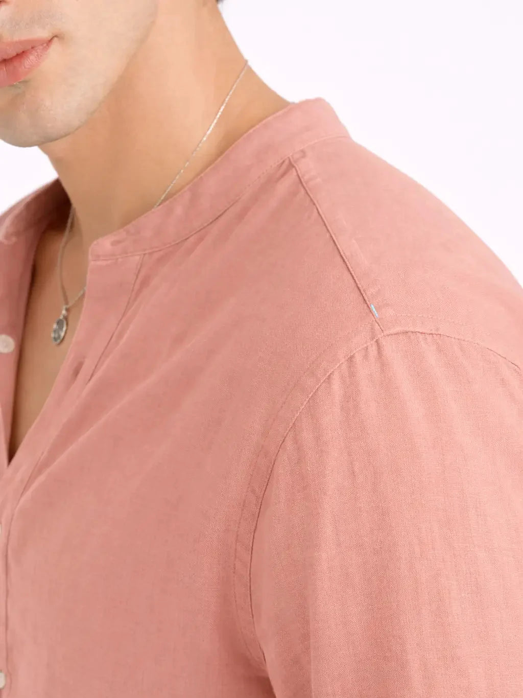 Mandarin AirLinen™ - Coral Pink Regular Fit Shirt