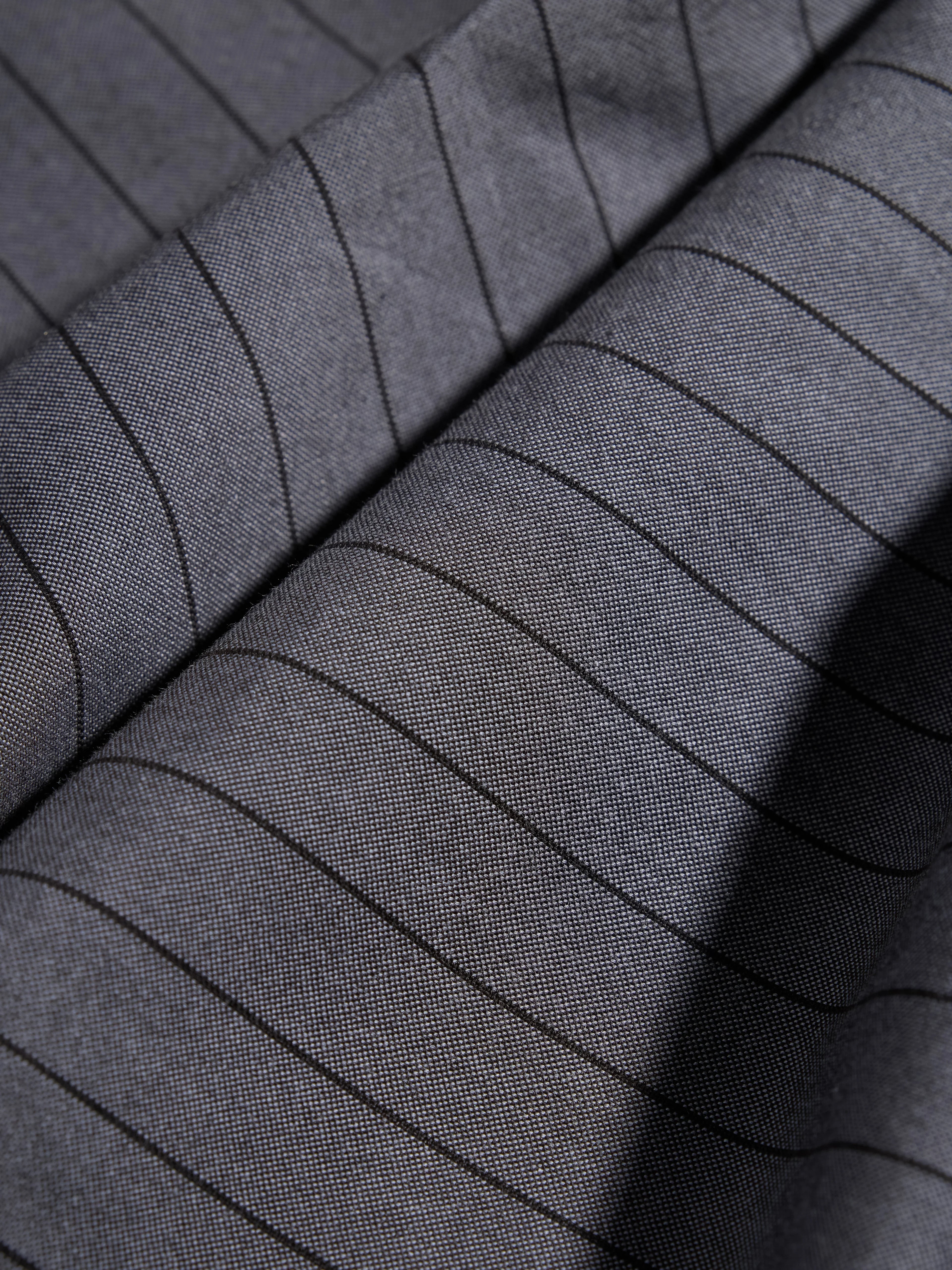 Grey Pinstripe Cotton Oxford Shirt - Slim Fit
