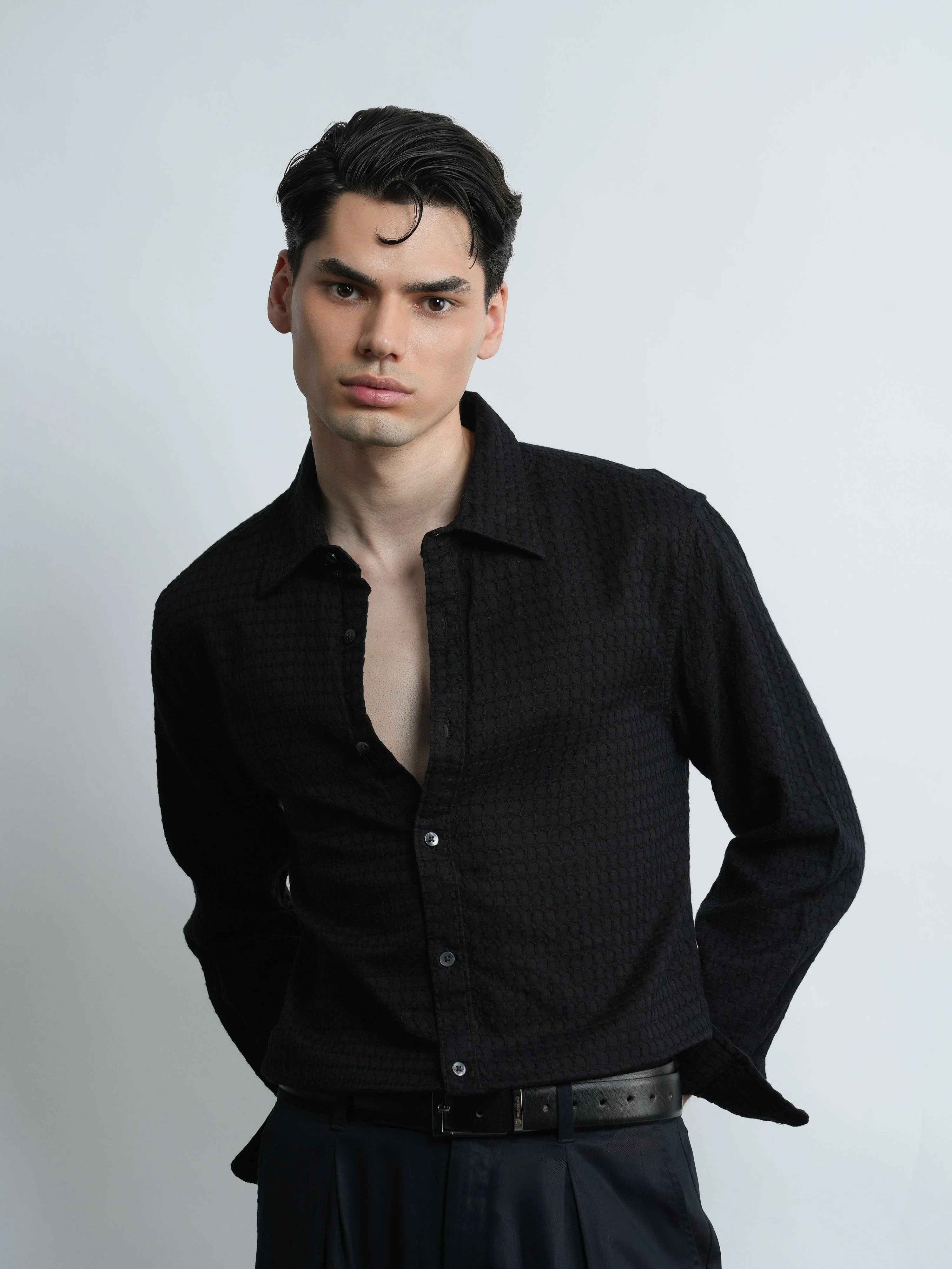 Azkaban - Dobby Cotton Black Regular Fit Shirt