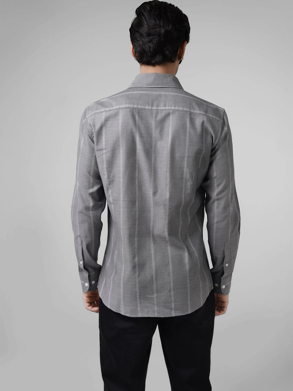 Montclair - Grey Cotton Slim Fit Shirt