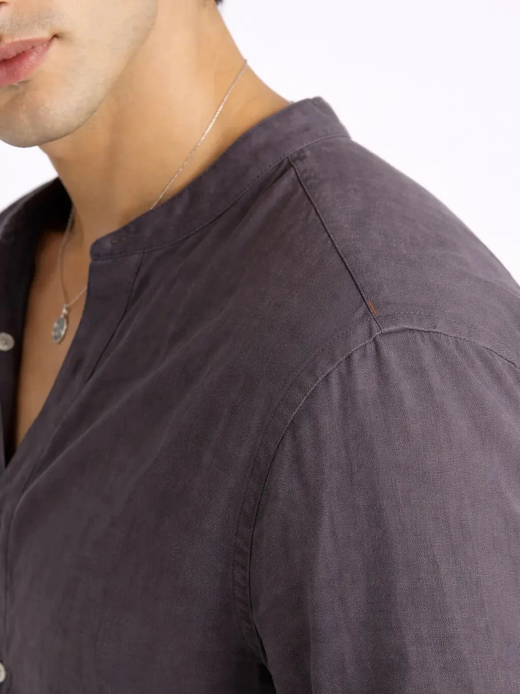 Mandarin AirLinen™ - Stone Grey Regular Fit Shirt