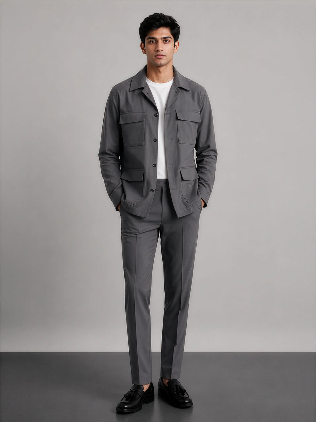 Hamptons Linen Shacket - Slate Grey