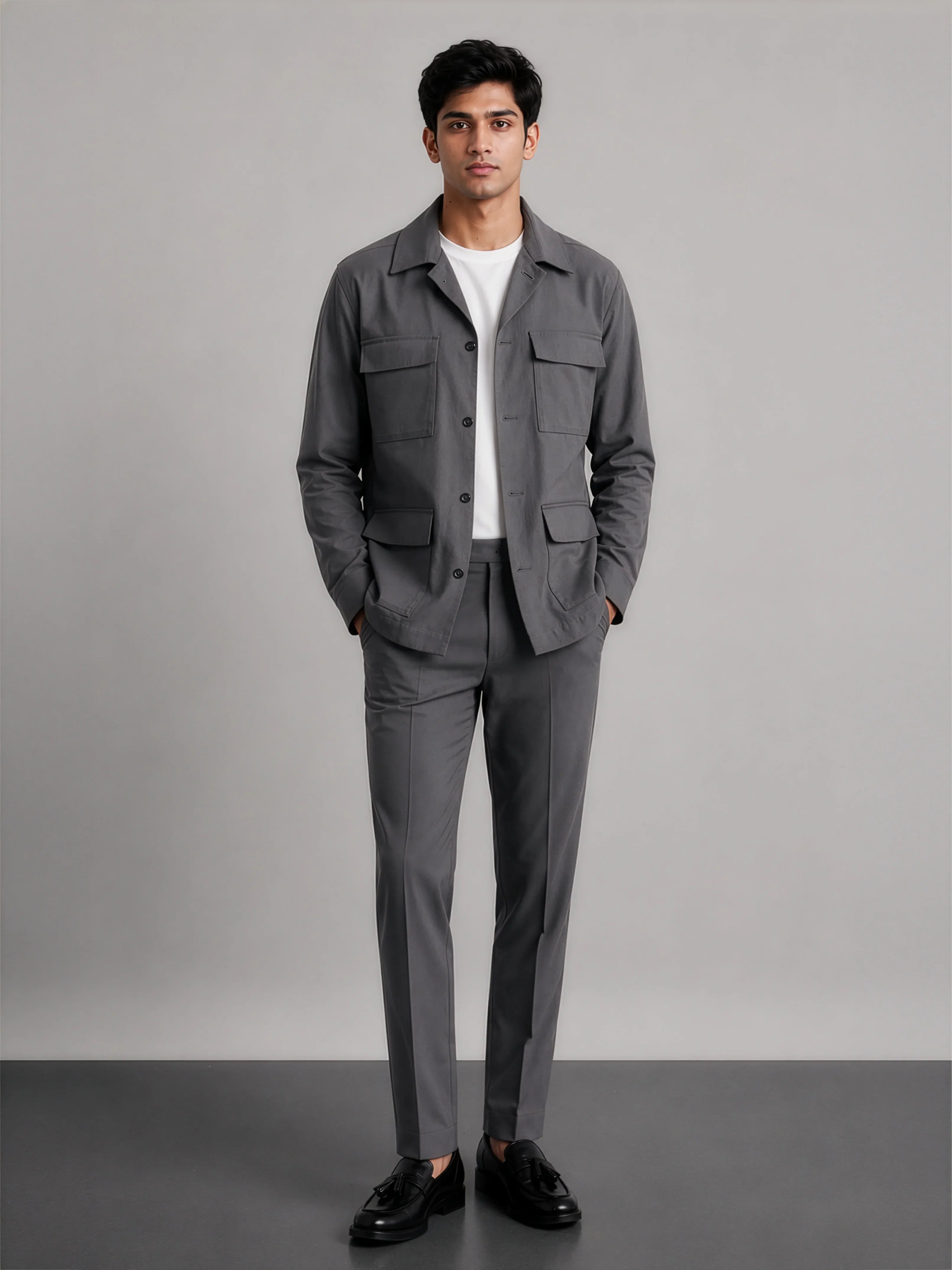 Hamptons Linen Shacket - Slate Grey