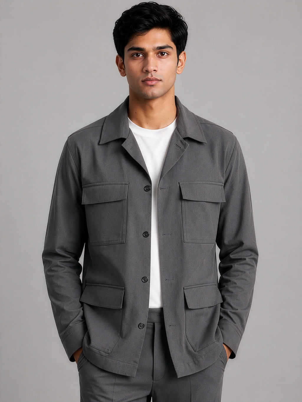 Hamptons Linen Shacket - Slate Grey