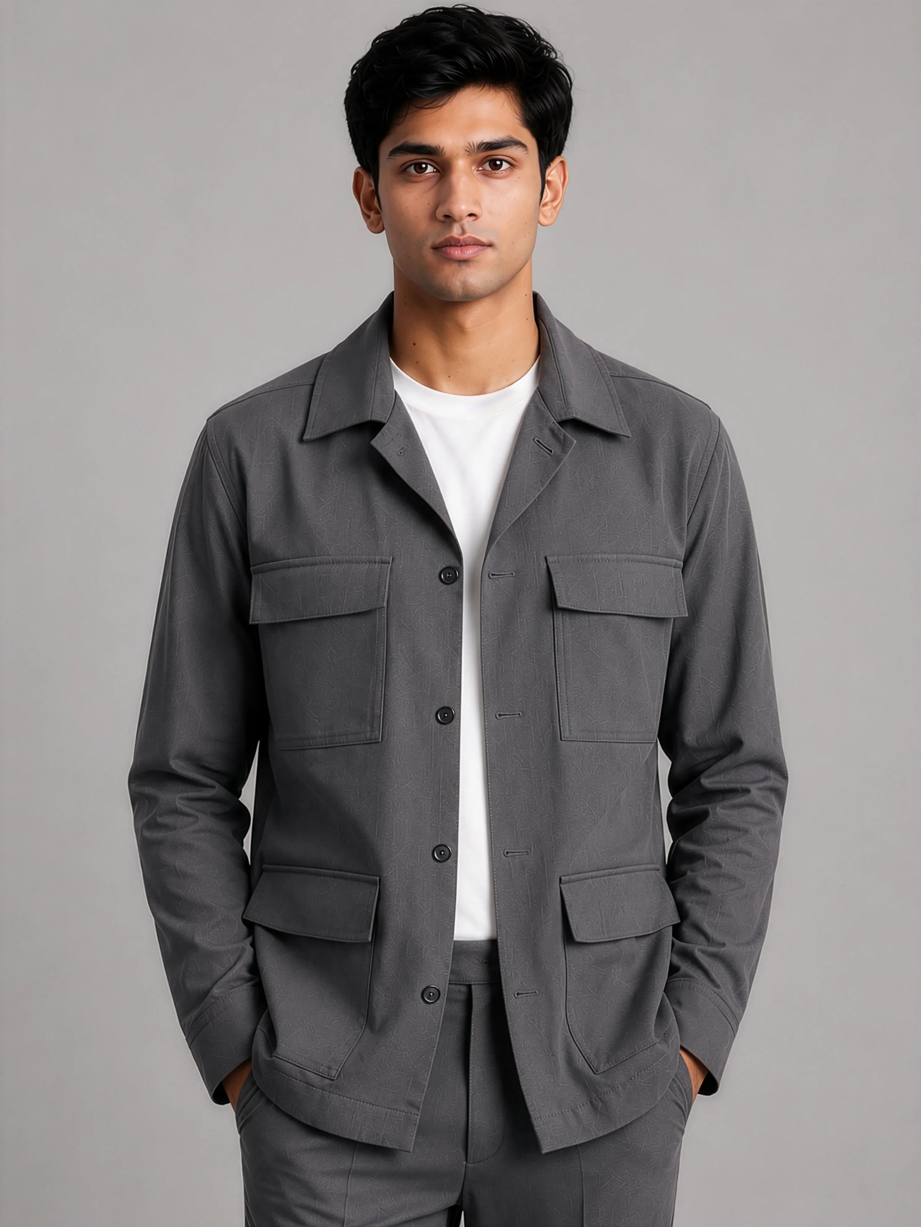 Hamptons Linen Shacket - Slate Grey
